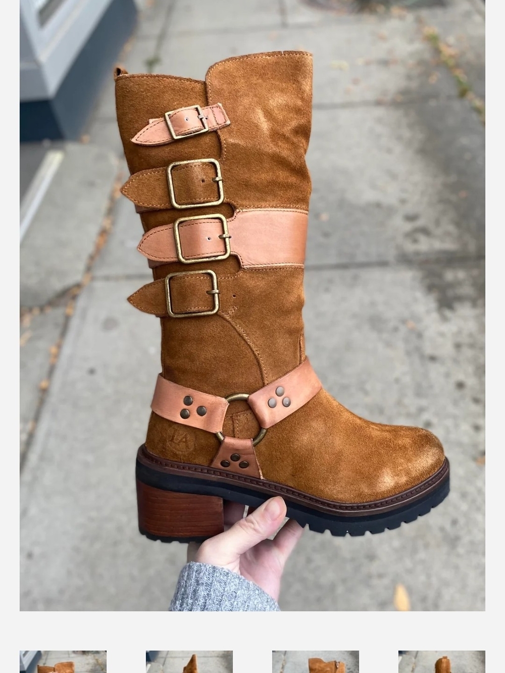 Women’s 🖤Black🖤Suede Buckle Mid-Calf Boots